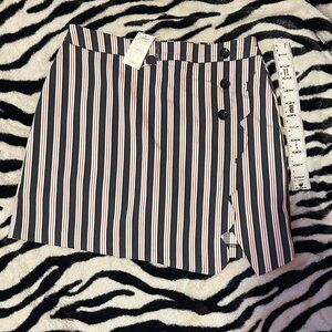 Striped Button-Detail Skirt